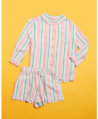 Cotton On Kids - Kelsie Shorts & Lola Shirt Set   Kids Teens   ICONIC EXCLUSIVE - 2 Piece (Bright Rainbow Stripe & Multipack) Kelsie Shorts & Lola Shirt Set - Kids-Teens - ICONIC EXCLUSIVE