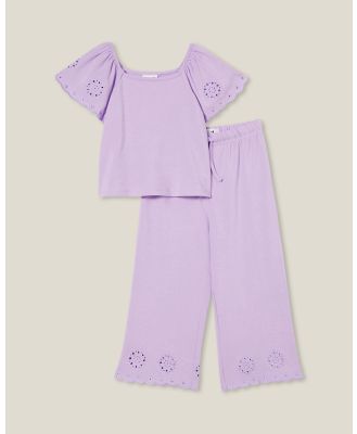 Cotton On Kids - Multipack Ava Top And Piper Broderie Pants   Kids Teens - 2 Piece (Lilac Drop) Multipack Ava Top And Piper Broderie Pants - Kids-Teens