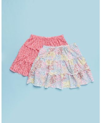 Cotton On Kids - Multipack Hazel Tiered Skirt   Kids Teens - Skirts (Cali Pink Ditsy & Vanilla Floral Fields) Multipack Hazel Tiered Skirt - Kids-Teens