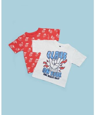 Cotton On Kids - Multipack SS Print Tee Two Pack   Kids Teens - T-Shirts & Singlets (Claus On Tour & Santa Yardage) Multipack SS Print Tee Two Pack - Kids-Teens