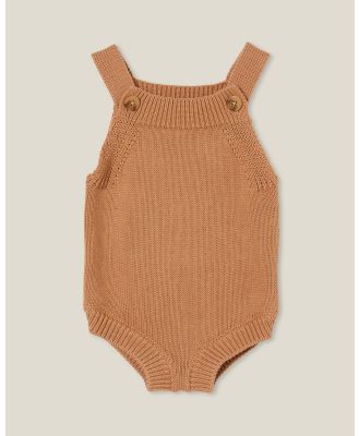 Cotton On Kids - Organic Knit Bubblysuit   Babies - All onesies (Taupy Brown & I Ve Arrived) Organic Knit Bubblysuit - Babies