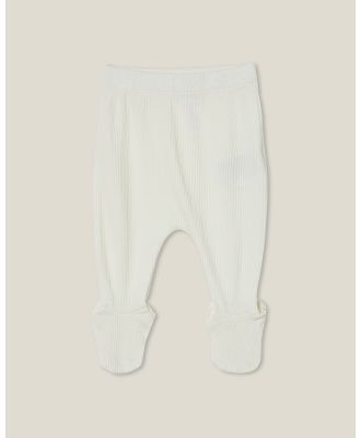 Cotton On Kids - Organic Newborn Pointelle Footed Legging Off White - Pants (OFF-WHITE) Organic Newborn Pointelle Footed Legging Off-White