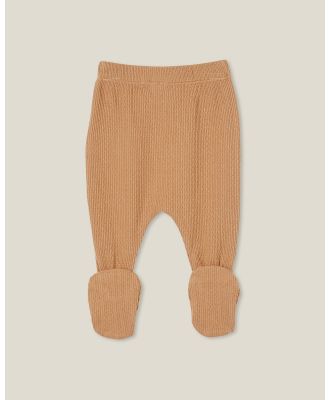 Cotton On Kids - Organic Pointelle Footed Legging Brown - Pants (BROWN) Organic Pointelle Footed Legging Brown