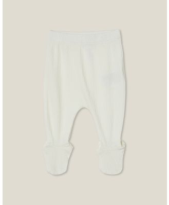 Cotton On Kids - Organic Pointelle Footed Legging - Socks & Stockings (MILK) Organic Pointelle Footed Legging