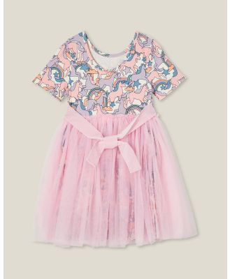 Cotton On Kids - Sophia Dress Up Dress   Kids Teens - Printed Dresses (Unicorn Rainbow & Blush Pink) Sophia Dress Up Dress - Kids-Teens