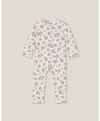 Cotton On Kids - The Long Sleeve Zip Romper - All onesies (WHITE) The Long Sleeve Zip Romper