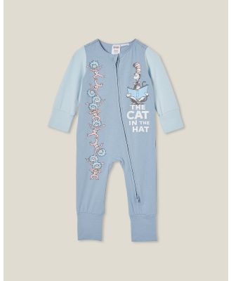 Cotton On Kids - The Long Sleeve Zip Romper License - Longsleeve Rompers (BLUE) The Long Sleeve Zip Romper License