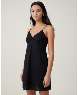 Cotton On - Mackenzie Lace Trim Mini Dress - Dresses (Black) Mackenzie Lace Trim Mini Dress