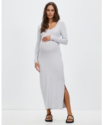 Cotton On Maternity - Maternity Long Sleeve Staple Midi Dress - Dresses (Grey Marle) Maternity Long Sleeve Staple Midi Dress