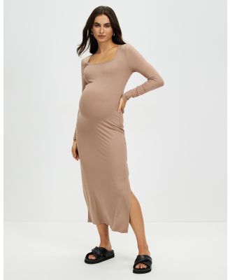 Cotton On Maternity - Maternity LS Staple Midi Dress - Dresses (Acorn) Maternity LS Staple Midi Dress