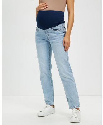 Cotton On Maternity - Maternity Straight Stretch Jeans Over Belly - High-Waisted (Bondi Blue) Maternity Straight Stretch Jeans Over Belly