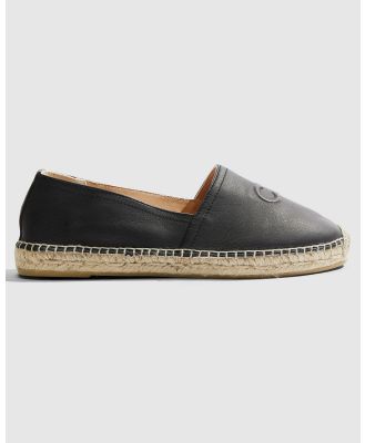 Country Road - Cr Logo Leather Espadrille - Flats (Black) Cr Logo Leather Espadrille
