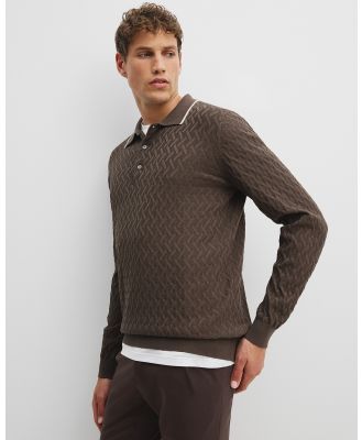 Country Road - Jacquard Knit Polo - Shirts & Polos (Brown) Jacquard Knit Polo