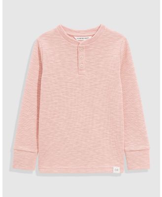 Country Road - Organically Grown Cotton Blend Slub Texture Henley - Shirts & Polos (Pink) Organically Grown Cotton Blend Slub Texture Henley
