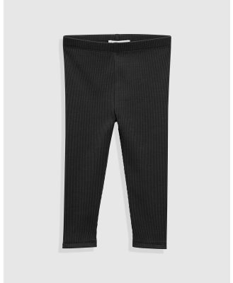 Country Road - Organically Grown Cotton Blend Solid Rib Legging - Pants (Black) Organically Grown Cotton Blend Solid Rib Legging