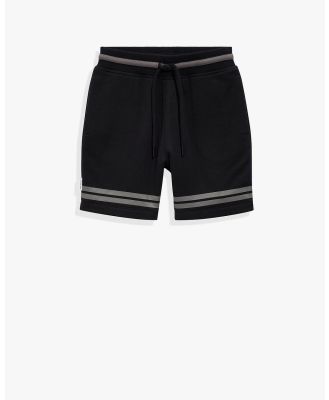 Country Road - Organically Grown Cotton Stripe Sweat Short - Shorts (Black) Organically Grown Cotton Stripe Sweat Short