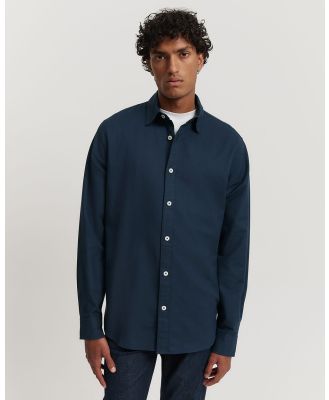 Country Road - Regular Fit Australian Good Earth Cotton Brushed Twill Shirt - Shirts & Polos (Navy) Regular Fit Australian Good Earth Cotton Brushed Twill Shirt