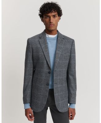 Country Road - Regular Fit Lambswool Check Blazer - Blazers (Blue) Regular Fit Lambswool Check Blazer