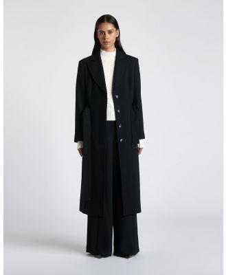 CUE - Belted Wool Coat - Coats & Jackets (Black) Belted Wool Coat