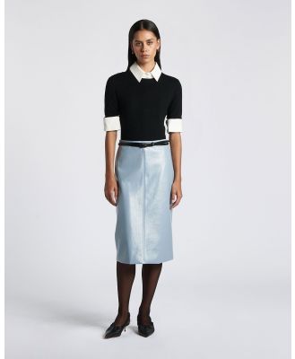 CUE - Crushed Vinyl Midi Skirt - Leather skirts (Slate) Crushed Vinyl Midi Skirt