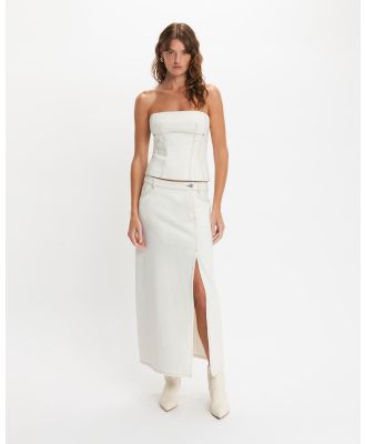 CUE - Ecru Denim Maxi Skirt - Denim skirts (Ivory) Ecru Denim Maxi Skirt