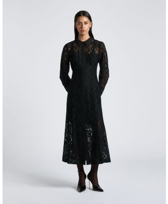 CUE - Lace Midi Shirt Dress - Dresses (Black) Lace Midi Shirt Dress