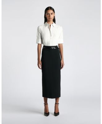CUE - Tailored Short Sleeved Shirt - Tops (Off White) Tailored Short Sleeved Shirt