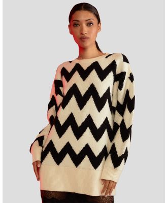 Cynthia Rowley - Intarsia Sweater - Tops (BKWHT) Intarsia Sweater