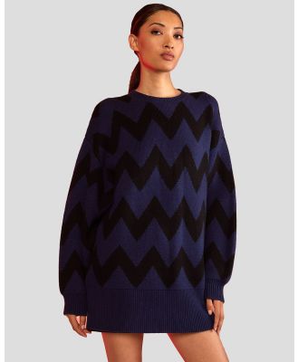 Cynthia Rowley - Intarsia Sweater - Tops (BLKNV) Intarsia Sweater