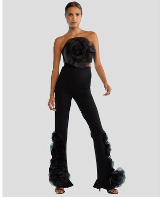 Cynthia Rowley - Organza Flower Ponte Knit Pants - Pants (BLACK) Organza Flower Ponte Knit Pants