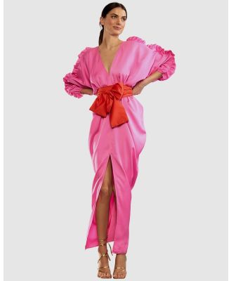Cynthia Rowley - V NECK TIE BELT KAFTAN - Dresses (Pink) V NECK TIE BELT KAFTAN
