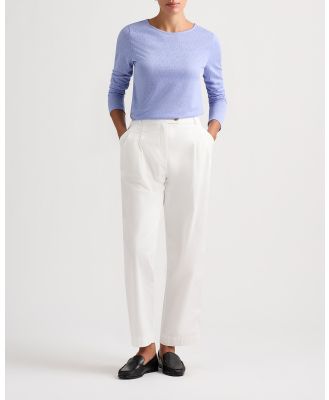 David Lawrence - Mira Brushed Cotton Pants - Pants (White) Mira Brushed Cotton Pants