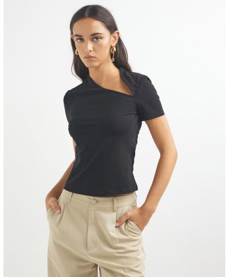 Dazie - Abstract Jersey Crew T Shirt - Tops (Black) Abstract Jersey Crew T-Shirt