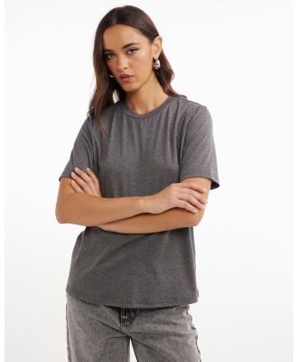 Dazie - Beverly Short Sleeve Crew Neck Tee - T-Shirts & Singlets (Grey) Beverly Short Sleeve Crew Neck Tee