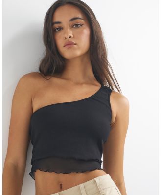 Dazie - Casual Charmer One Shoulder Top - Tops (Black) Casual Charmer One-Shoulder Top