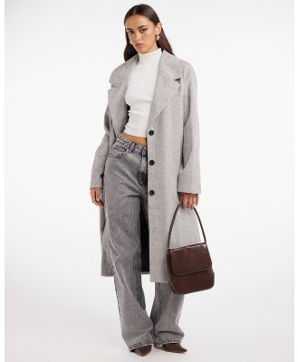 Dazie - Check It Out Longline Coat - Coats & Jackets (Grey Marl) Check It Out Longline Coat