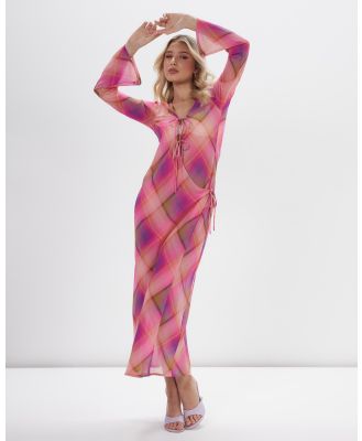 Dazie - Day Dreaming Chiffon Maxi Dress - Dresses (Pink Check) Day Dreaming Chiffon Maxi Dress