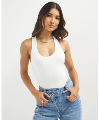 Dazie - Figure Flow Open Back Tank Bodysuit - Tops (White) Figure Flow Open Back Tank Bodysuit