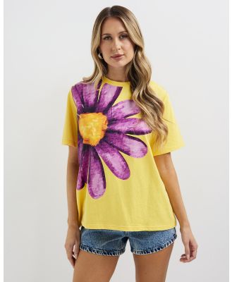 Dazie - Flora Graphic Logo T Shirt - T-Shirts & Singlets (Purple & Yellow) Flora Graphic Logo T-Shirt
