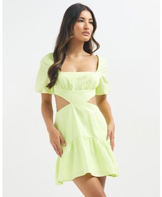 Dazie - Forever Summer Puff Sleeve Mini Dress - Dresses (Shadow Lime) Forever Summer Puff Sleeve Mini Dress