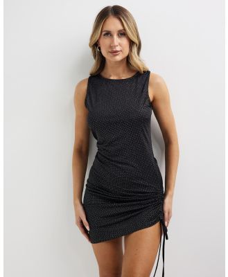 Dazie - Glammed Up Diamonte Mini Dress - Printed Dresses (Black) Glammed-Up Diamonte Mini Dress