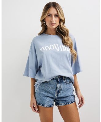 Dazie - Good Vibe Graphic Oversized T Shirt - T-Shirts & Singlets (Blue) Good Vibe Graphic Oversized T-Shirt