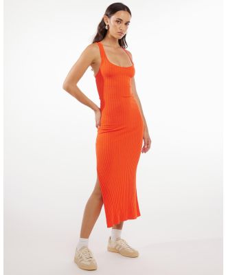 Dazie - Horizon Knit Scoop Neck Midi Dress - Bodycon Dresses (Red) Horizon Knit Scoop Neck Midi Dress