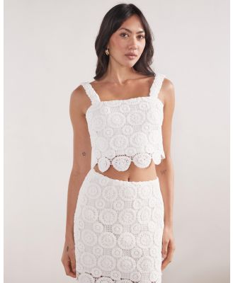 Dazie - In Another Time Crochet Crop Top - Cropped tops (White) In Another Time Crochet Crop Top
