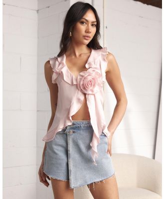 Dazie - Kiss From A Rose Ruffle Top - Tops (Dusty Pink) Kiss From A Rose Ruffle Top