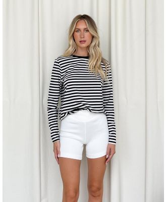 Dazie - Melrose Long Sleeve Stripe Boyfriend Tee - T-Shirts & Singlets (Black Stripe) Melrose Long Sleeve Stripe Boyfriend Tee