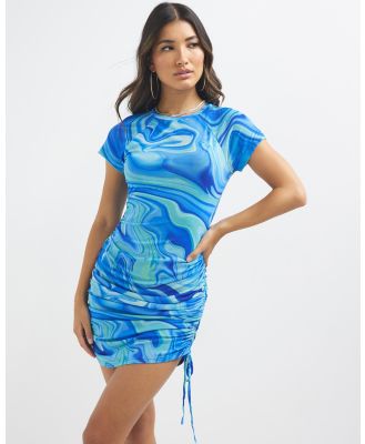 Dazie - News Flash Mini Dress - Printed Dresses (Blue Waves) News Flash Mini Dress