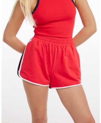 Dazie - Running Girl Sweat Shorts - High-Waisted (Red) Running Girl Sweat Shorts