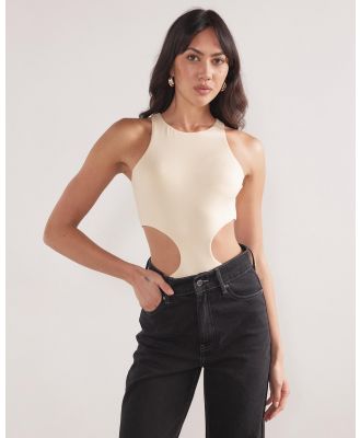 Dazie - Sprinter Racer Cut Bodysuit - Tops (Cream) Sprinter Racer Cut Bodysuit