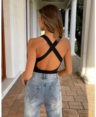 Dazie - Stand Out Cross Back Bodysuit - Tops (Black) Stand Out Cross Back Bodysuit